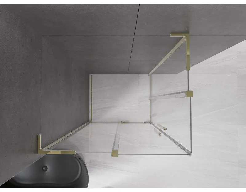 Mexen Velar L Duo, sprchový kút s posuvnými dverami 100 x 90 cm, 8mm číre sklo, zlatá lesklá, 871-100-090-02-03-50