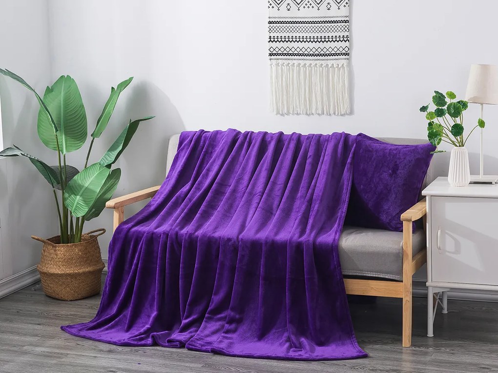 XPOSE® Mikroplyšová deka Exclusive - tmavo fialová 200x230 cm
