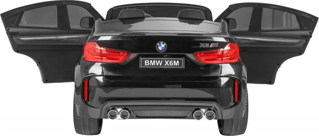 Ramiz BMW X6M XXL pre 2 deti Lakované čierne SUV + diaľkové ovládanie + ekokoža
