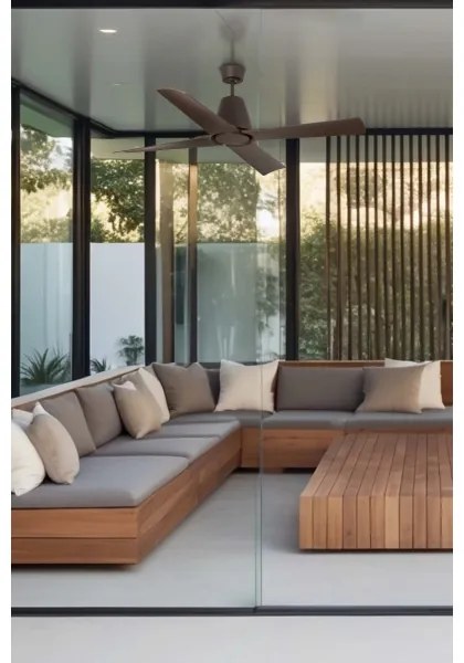 FARO 33490 - Stropný ventilátor TYPHOON IP44 hnedá + diaľkové ovládanie