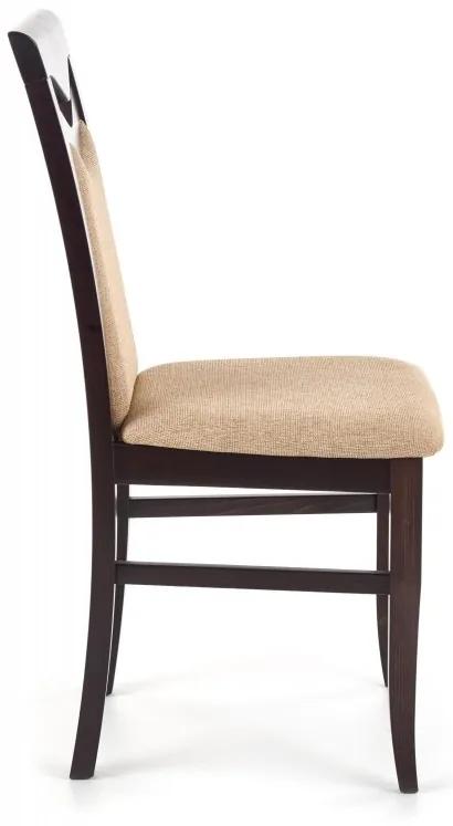 Jedálenská stolička CITRONE – masív, látka, viac farieb Tmavý ořech / béžová