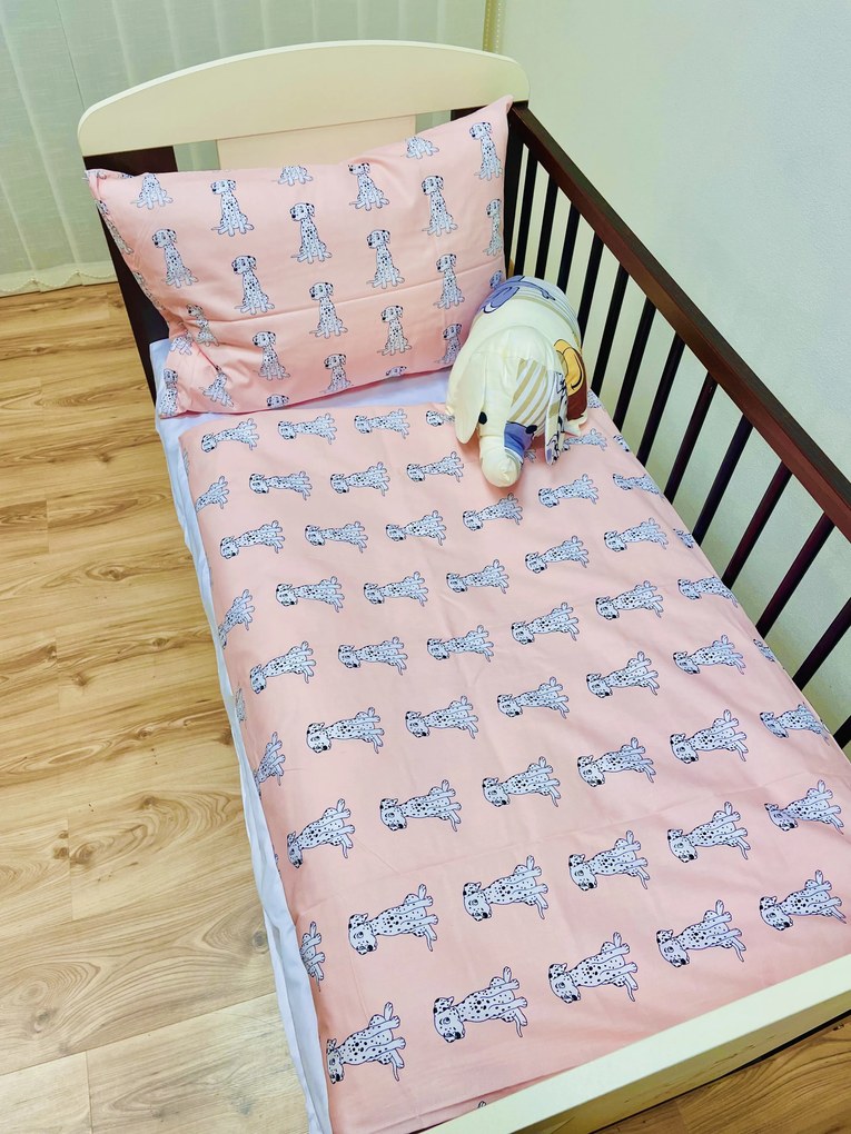 Obliečky bavlnené detské Psík ružový - Detský set 130x90cm + 65x45cm