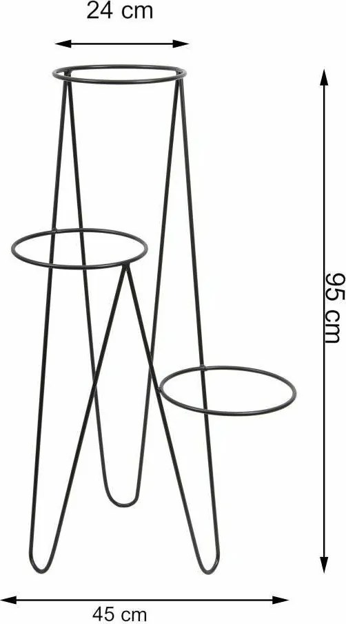 STOJAN NA KVETINÁČ TRIPOD 95X45X24 CM ČIERNA