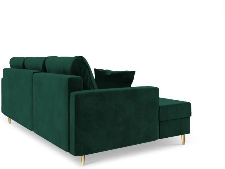 Zelená rozkladacia pohovka s úložným priestorom Mazzini Sofas Muguet, pravý roh