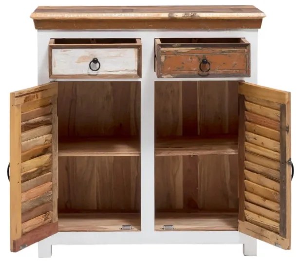 furniture-nabytek.cz - Masívna 2-dverová komoda Perth z recyklovaného tvrdého dreva, lakovaná, biela/barevná – 90×42×95 cm