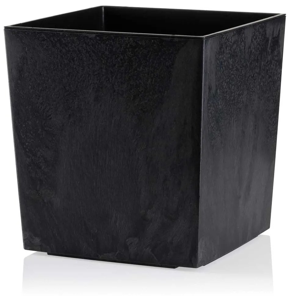 PLASTOVÝ KVETINÁČ FLORE 25X25 CM IMITÁCIA BETÓNU ČIERNA