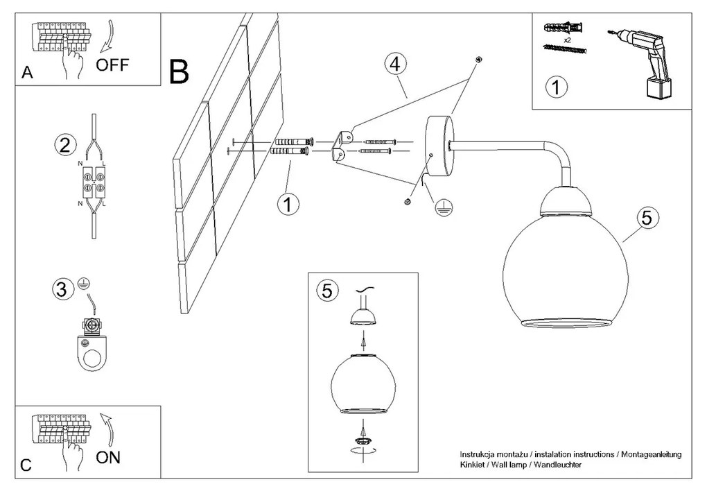 Sollux Lighting Nástenné svietidlo ALINO 1 čierne