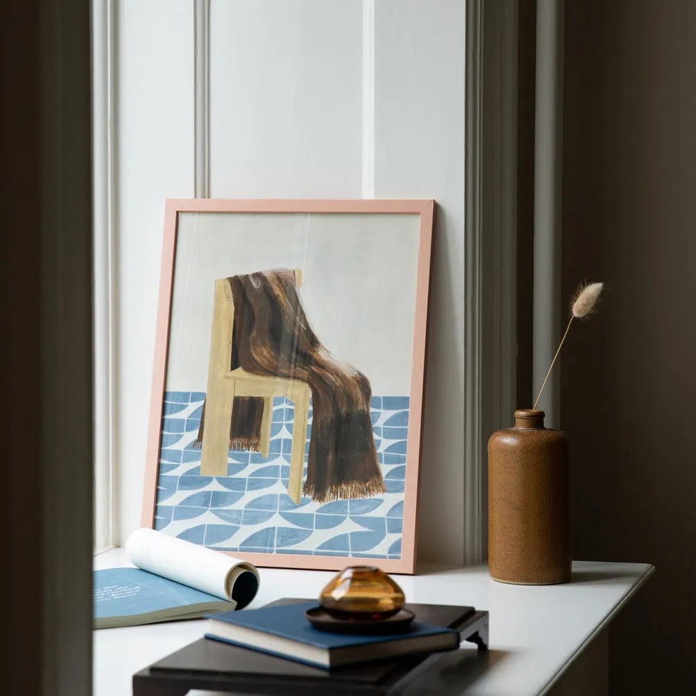 The Poster Club Plagát Chair with Blanket by Isabelle Vandeplassche 30x40