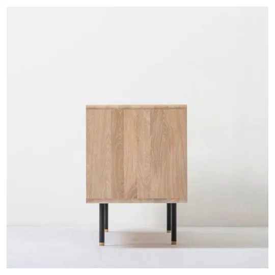 TV stolík z dubového dreva v čierno-prírodnej farbe 180x64 cm Fina – Gazzda