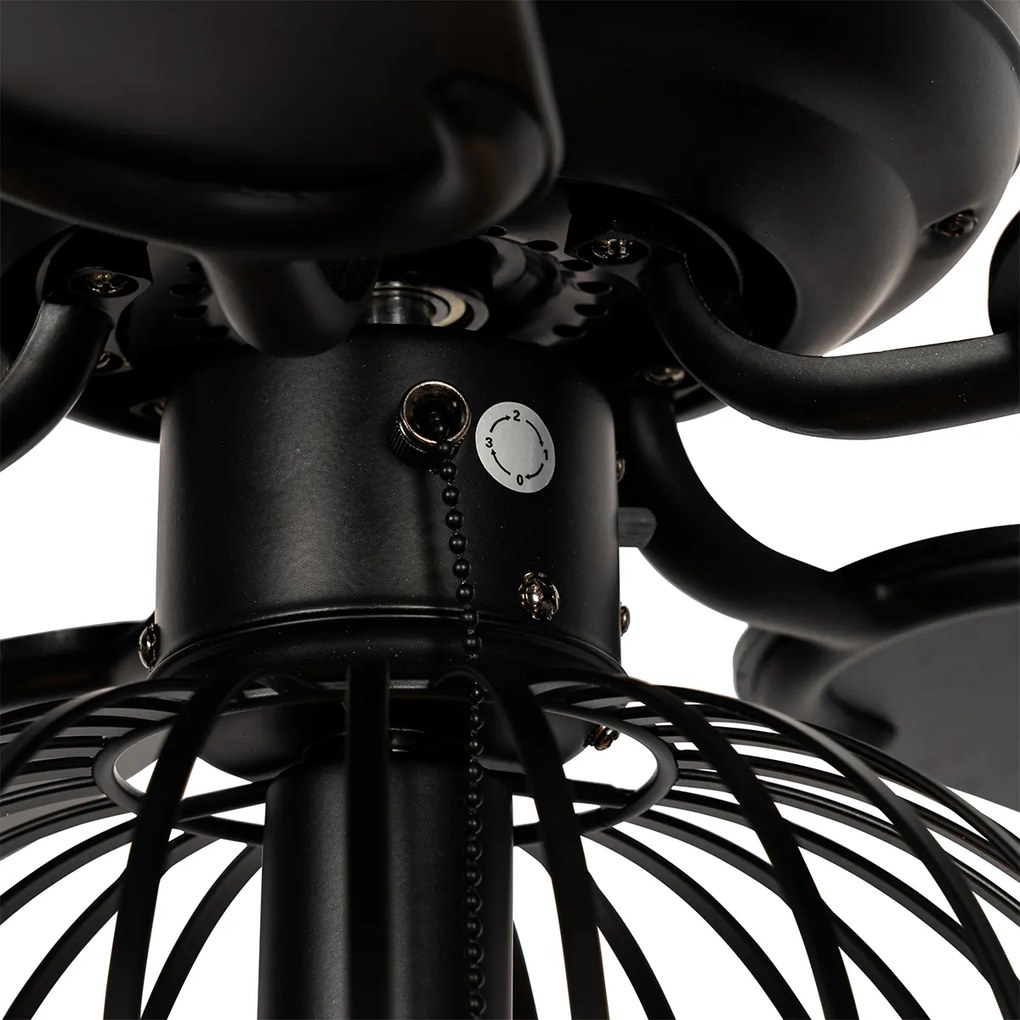 Stropný ventilátor čierny s drevenou potlačou 107,5 cm s ťahovým spínačom - Mistral Johanna