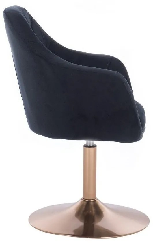 LuxuryForm DESIGN Kreslo ROMA VELUR na zlatom tanieri - čierne