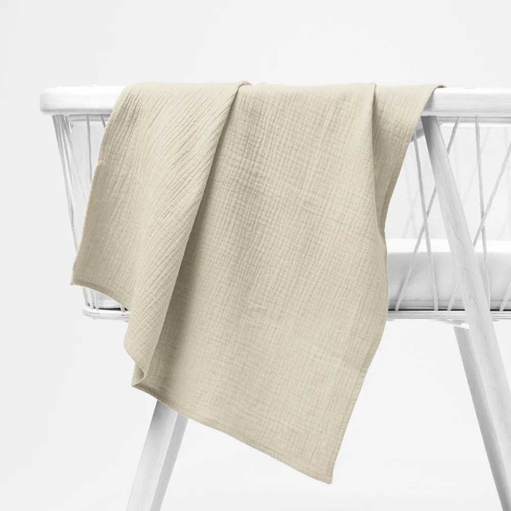 Biante Mušelínová plienka/dečka Nature MSN-080 Krémová - ZVÝHODNENÁ SADA 3 KS 120x120 cm - Sada 3 ks