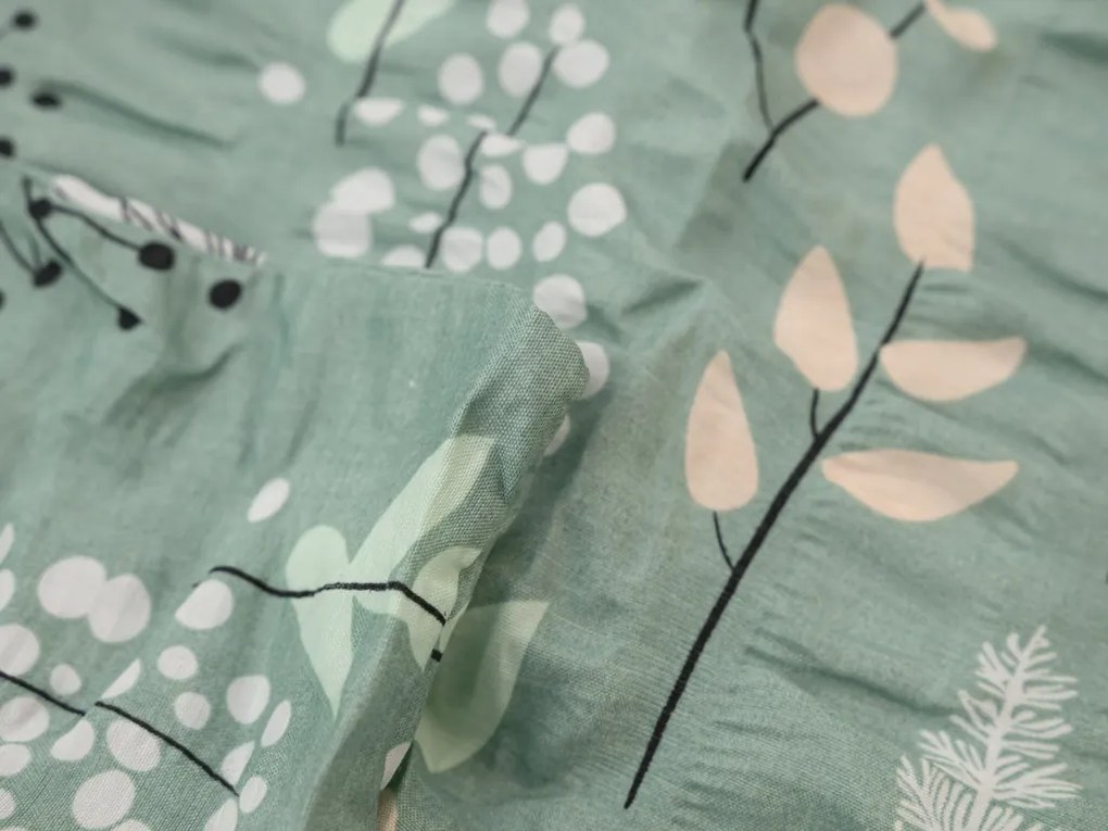 Krepové obliečky WILD FLOWERS mentolové Rozmer obliečky: 70 x 90 cm | 140 x 200 cm