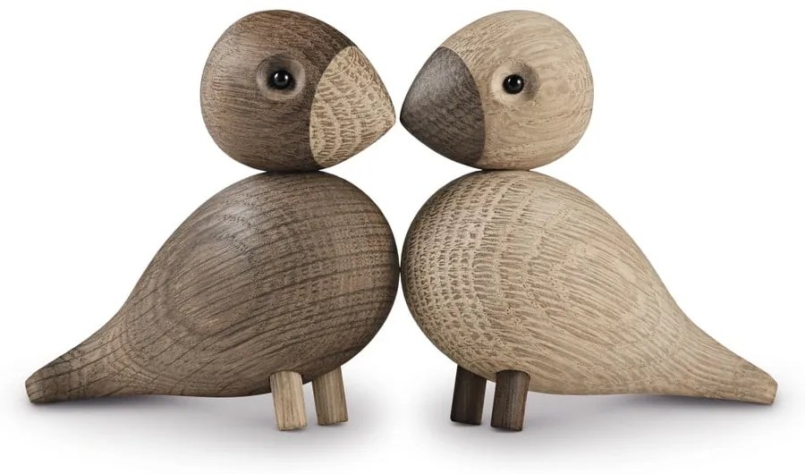 Súprava 2 sošiek z masívneho dubového dreva Kay Bojesen Denmark Lovebirds