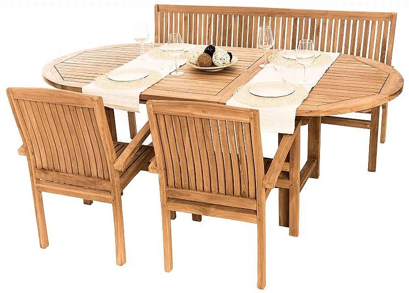 DEOKORK Záhradná teaková zostava OREGON 1+2+1