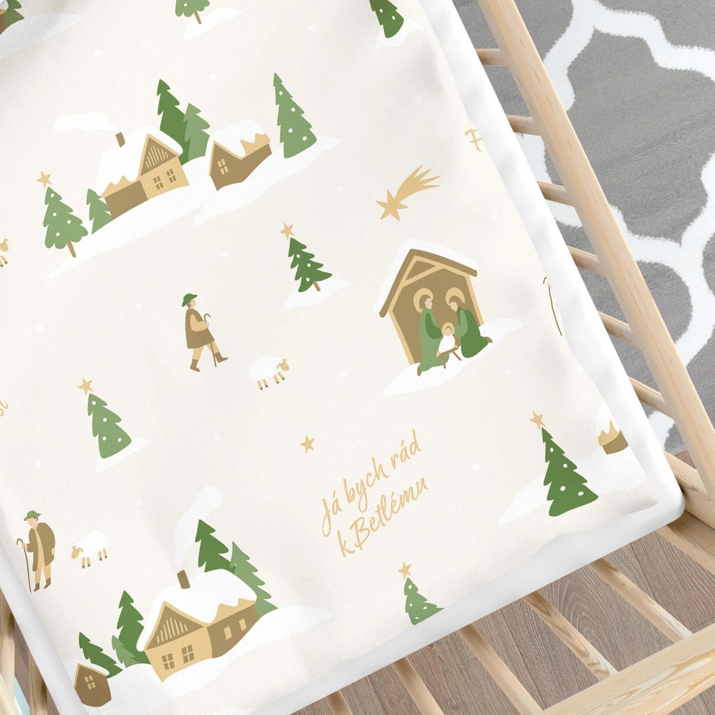 Goldea vianočné detské bavlnené obliečky do postieľky - pásli ovce valaši 90 x 120 a 40 x 60 cm