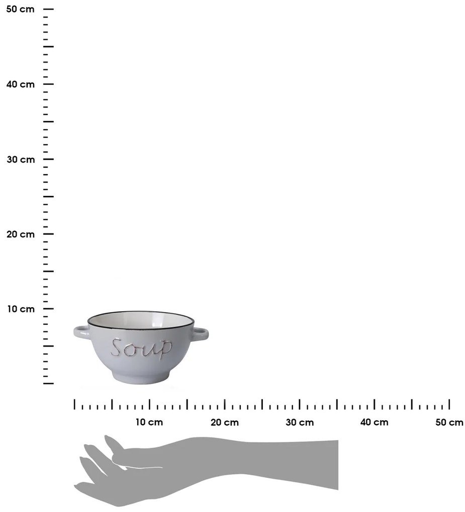 Kameninová miska na polievku Soup 650 ml sivá