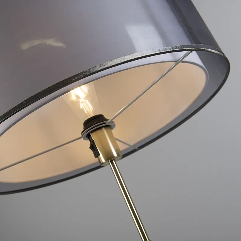 Stojaca lampa zlatá/mosadzná s čiernym/bielym tienidlom 47 cm - Parte