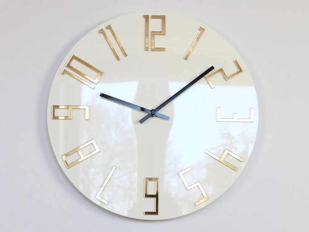 Nástenné hodiny Slim Gold biele