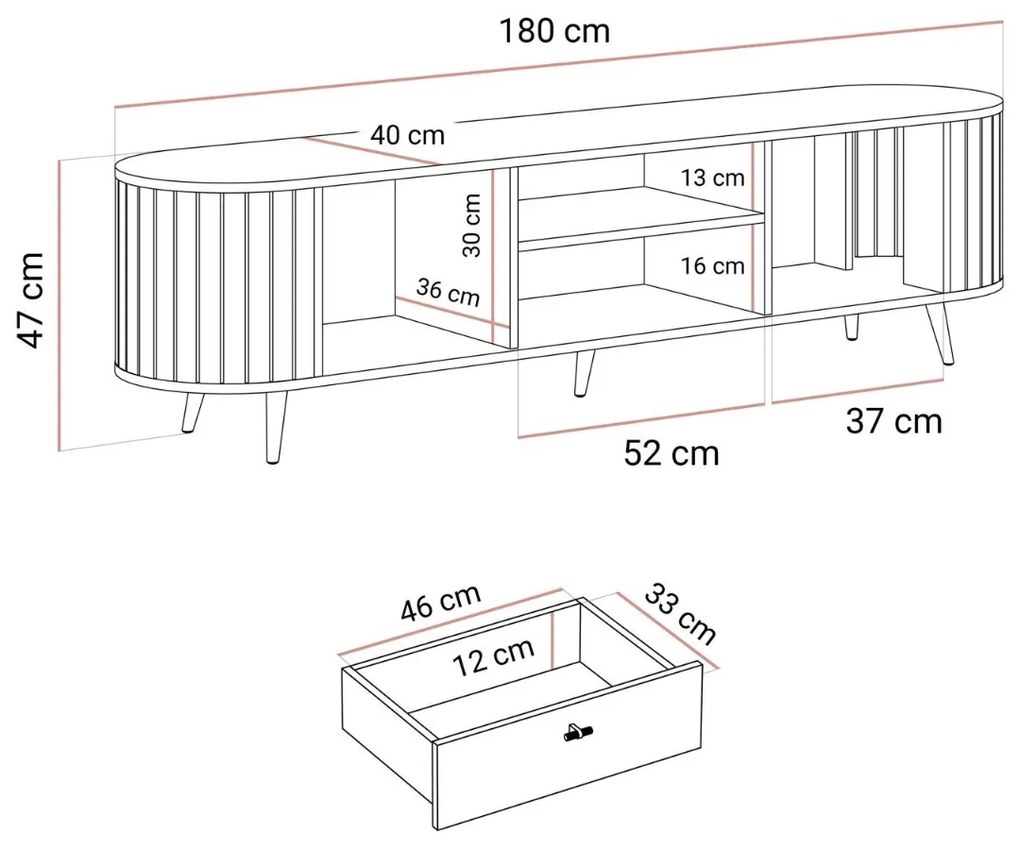TV STOLÍK LANDRY 3 KAŠMÍR 180 cm