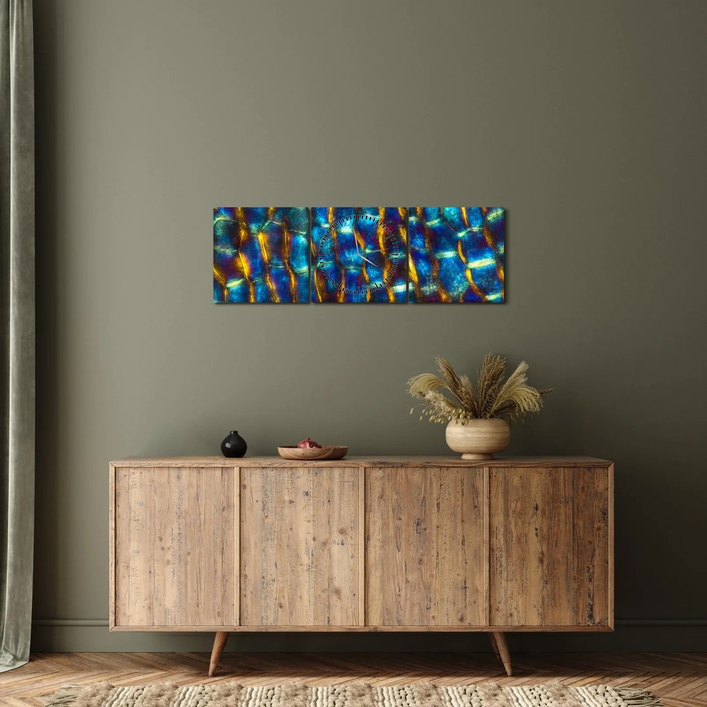 Obraz - Bunková stena (s hodinami) (90x30 cm)