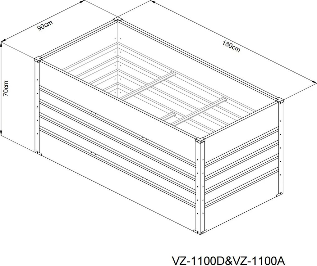 Vyvýšený záhradný záhon BestBerg VZ-1100A / 1100 l / 180 x 90 x 70 cm / šedá