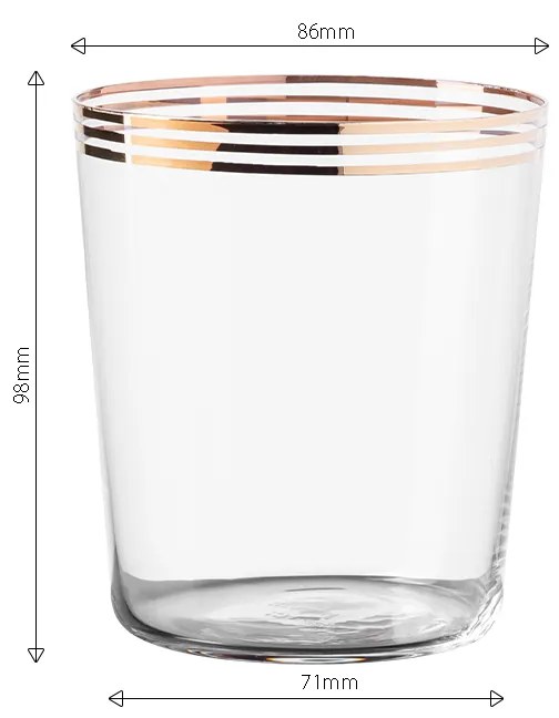 Poháre Tumbler s tromi pruhmi v zlatej farbe 440 ml set 6 ks - 21st Century Glas - 322175