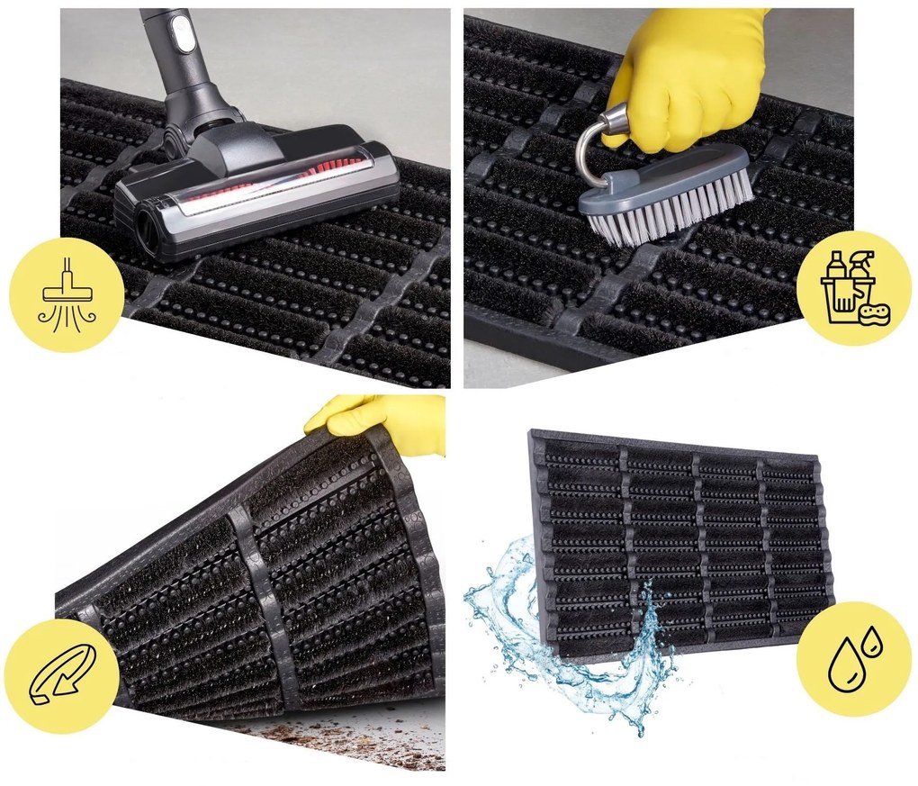 Hanse Home, Vonkajšie čistiaci rohožka Mix Mats Brushes 105648 Black – na von aj na doma, 45x75, čierna, exteriér