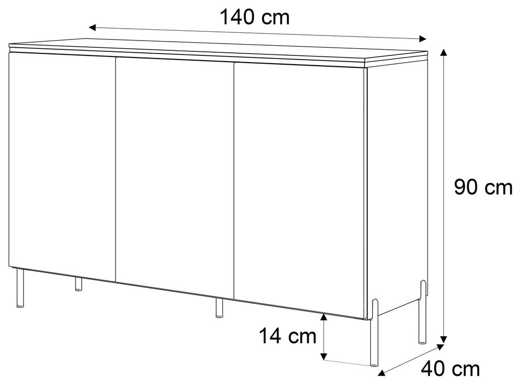 Komoda ZOLA kašmír 140 cm