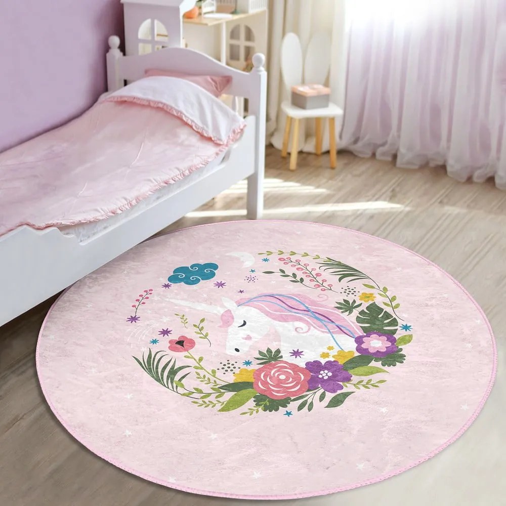 Ružový detský koberec ø 80 cm Comfort – Mila Home