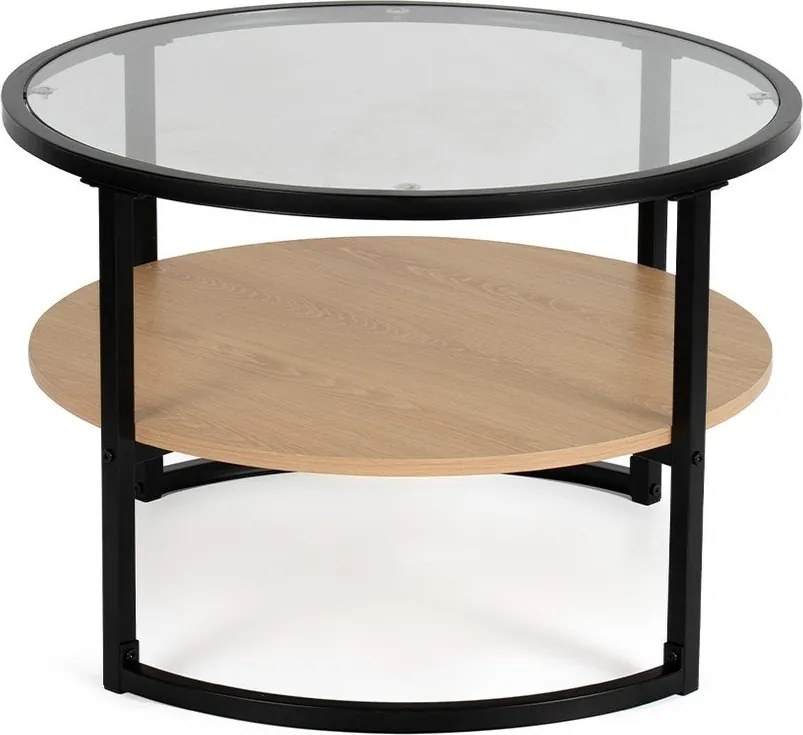 Čierny/v prírodnej farbe okrúhly konferenčný stolík v dekore duba ø 68 cm Zanu – Bonami Essentials