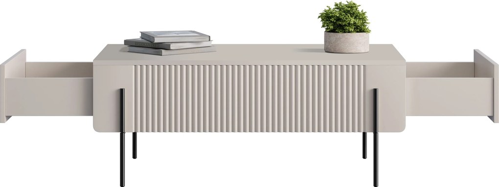 Kávový stolík Malmi 100 cm so zásuvkami - kasmír / čierne nohy