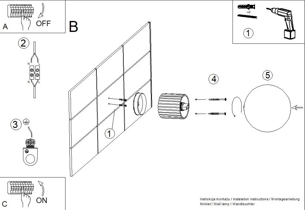 Nástenné svietidlo Halo, 1x biele sklenené tienidlo, og