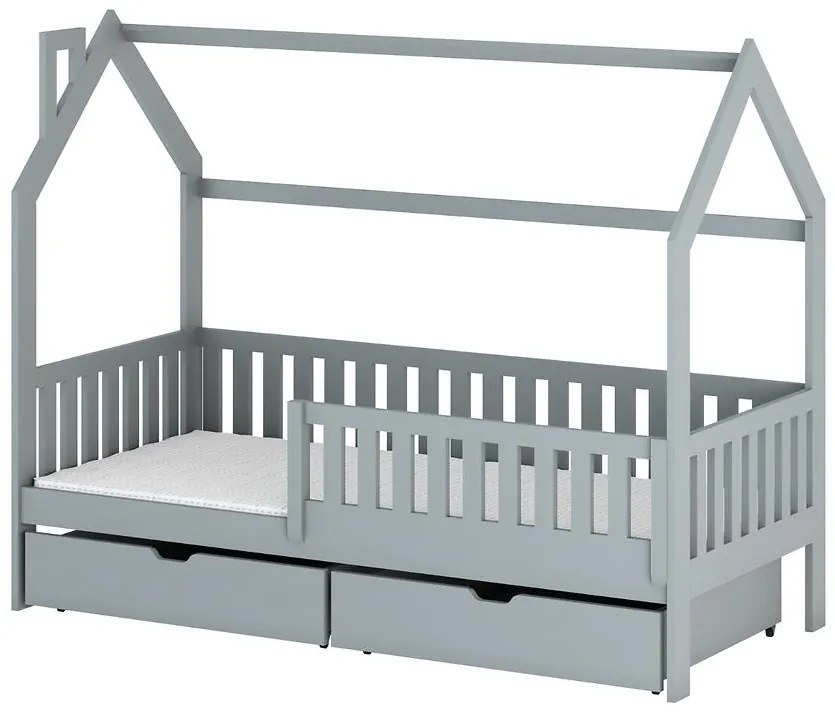 Posteľ Domček Natan 90x200 sivá