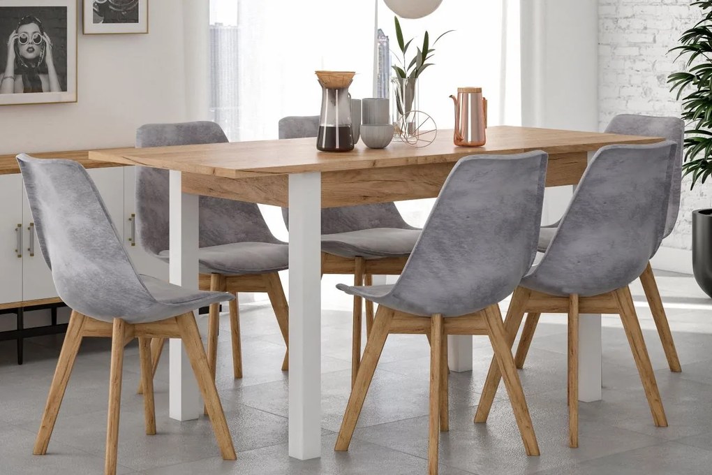 Vintino Jedálenský stôl VERITAS 120-160cm/ × 67 cm dub zlatý craft / biela
