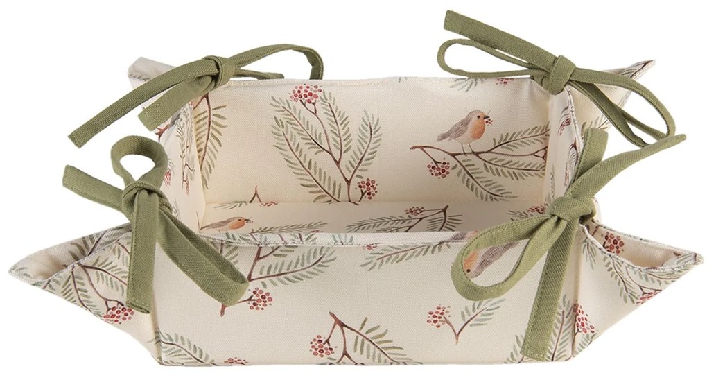 Textilní košík na pečivo Vintage Green Pine - 35*35*8 cm