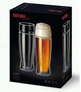 SIMAX PIVNÝ POHÁR S DVOJITOU STENOU 500ML SADA 2KS