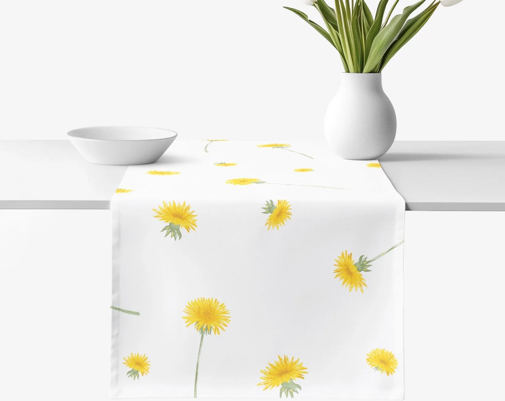 Goldea behúň na stôl 100% bavlnené plátno - púpavy 35x160 cm