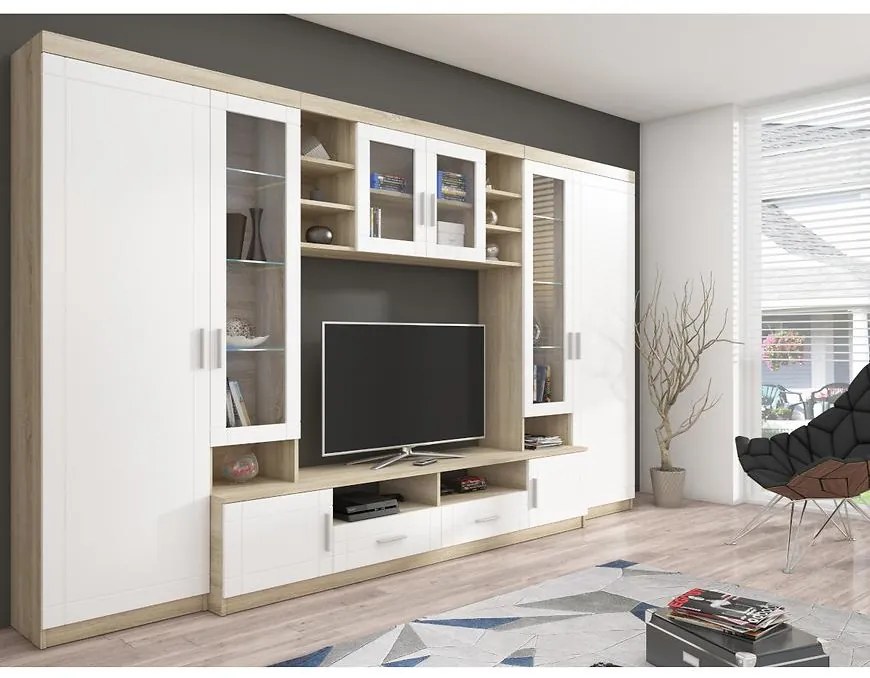 Obývacia stena Paris biela/sonoma