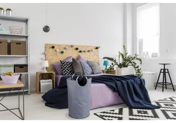 WENKO 3440803100 - Kôš na prádlo JUMBO 38x72 cm antracit/strieborná/čierna