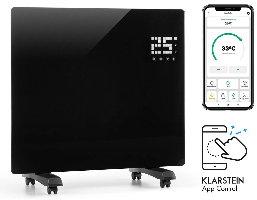 Bornholm Single Smart, konvektor, 1000 W, ovládanie cez aplikáciu, čierny