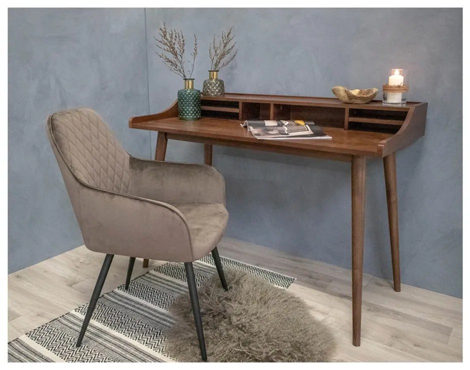 Svetlohnedé čalúnené jedálenské kreslá v súprave s podrúčkami 2 ks Harbo – House Nordic