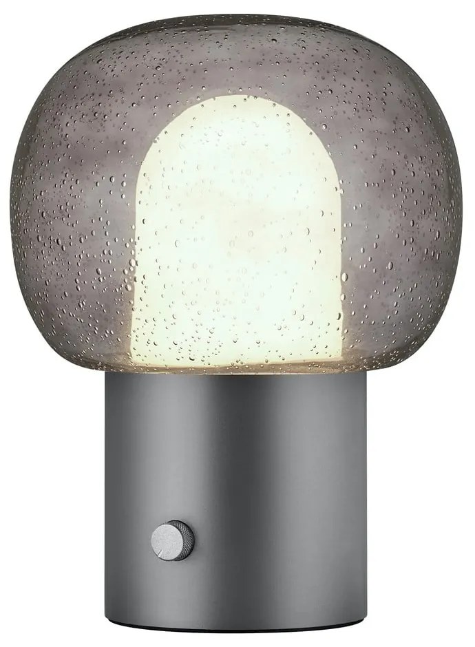 Antracitová hliníková LED stolová lampa so skleneným tienidlom (výška 32 cm) Iris – Blomus