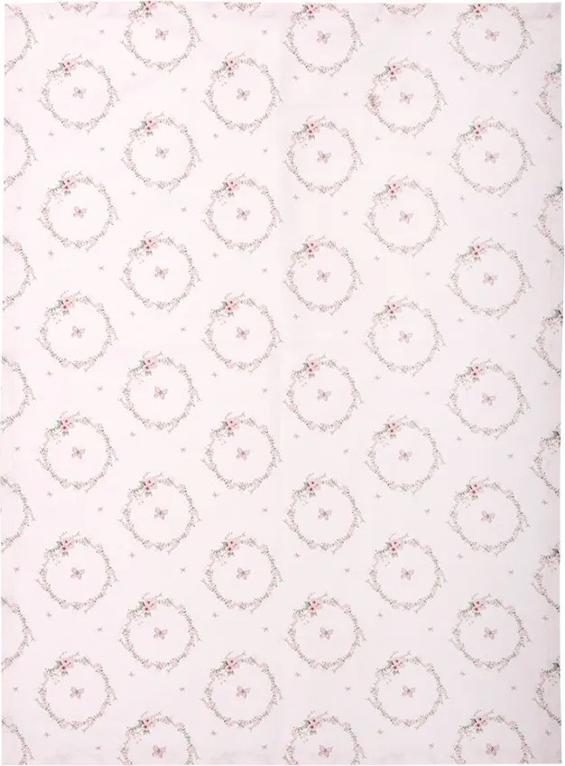 Ružová bavlnená utierka s kvetmi Floral Easter Bunny - 50*70 cm