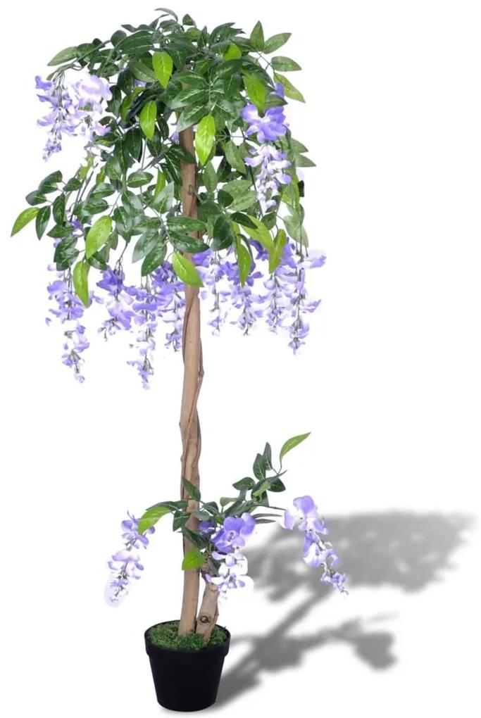 vidaXL Umelá rastlina v kvetináči, vistéria 120 cm