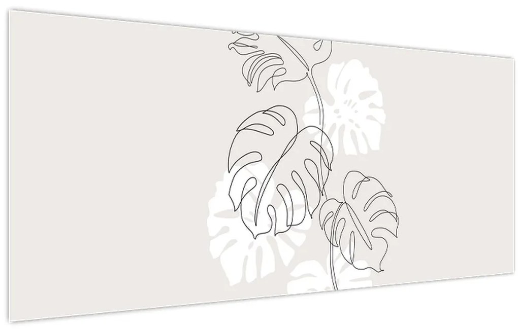 Obraz - Line art monstera N⁰3 (120x50 cm)