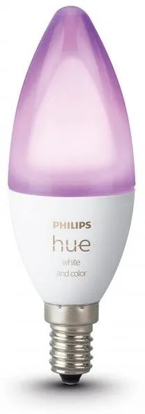 PHILIPS HUE Múdra LED stmievateľná žiarovka HUE s funkciou RGB, E14, B39, 4W, 470lm, teplá biela-studená biela