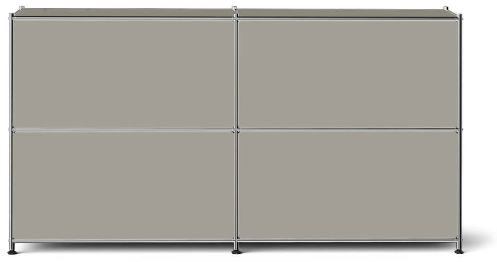 Kovový regál »CN3 Slim Line« s 2 nastaviteľnými výklopnými priečinkami, svetlosivý