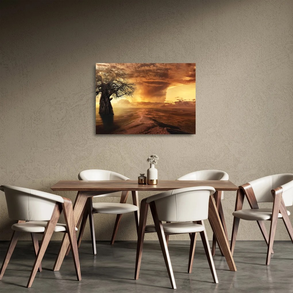 Sklenený obraz oranžových mračien (70x50 cm)