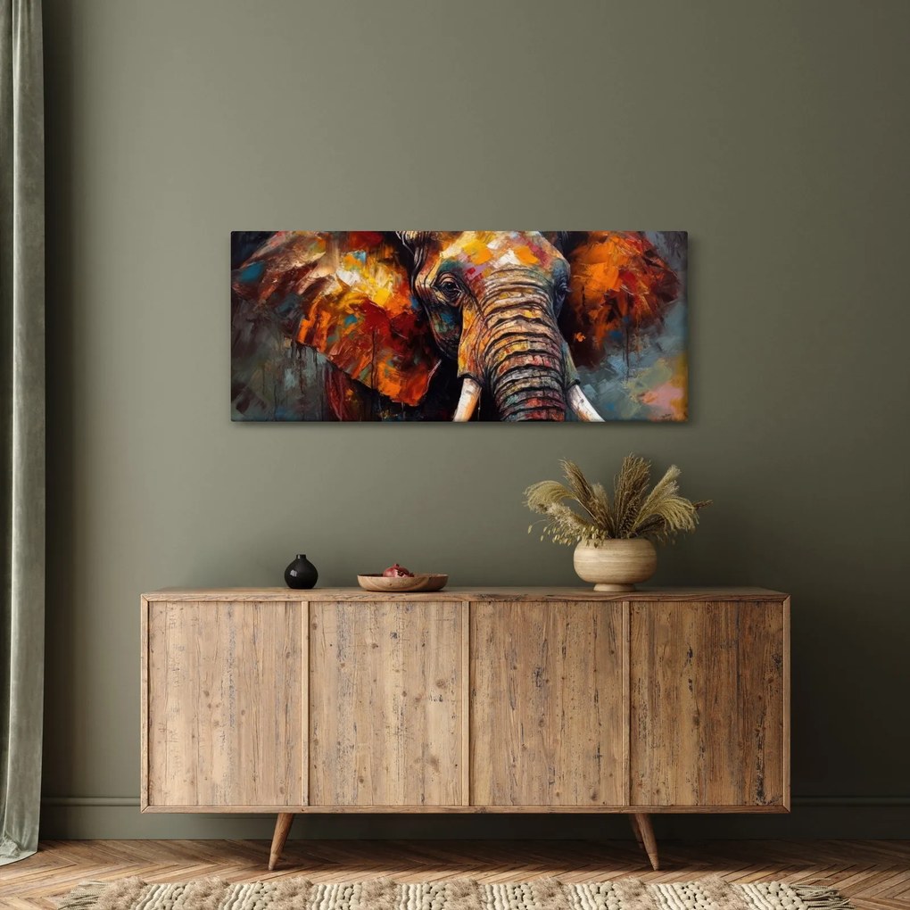 Obraz - Maľba slona (120x50 cm)